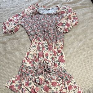 Floral Maxi Dress - Pink and Cream